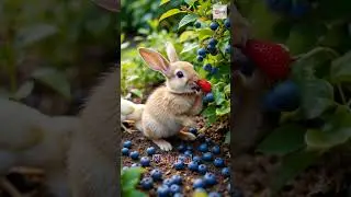 Adorable Rabbit Enjoys Juicy Blueberries in a Pastoral Setting #pet #cute #petrabbit #rabbit