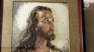 My obra in cross stitch Portrait of Christ #crosstitch #portraitofchrist #shorts