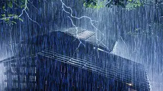 Beat Stress & Goodbye Insomnia in 3 Minutes with Heavy Rain,Thunder Sounds on a Tin Roof at Night