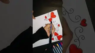 Red &hearts;️ And Black 🖤 Border Design #projectwork #art #shorts #ytshorts #trending #satisfying #viral