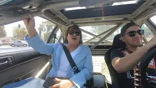 Taking my mom for a ride in a Pro-Am drift car