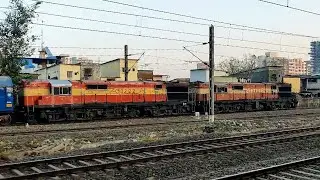 Thumping ERS ALCo Twins Leading Empty BNCHL Wagons Chased And Overtaken By CSMT Bound Local Train !!