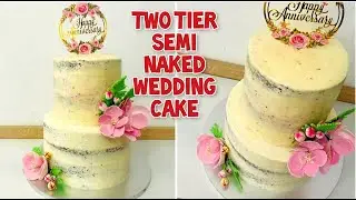 ടെൻഷനടിപ്പിച്ച ഒരു വിദേശ wedding cake🤕| Naked Cake | Semi Naked Wedding Cake | #twotier #malayalam