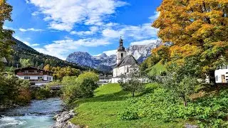 4K Germany Garmisch-Partenkirchen Alps City Street Walk View 3