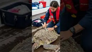 REMOVE BARNACLES RESCUE MISSION - rescuer scraping barnacles off from sea turtle #rescue #oceanlife