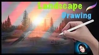 IPAD PAINTING MADE EASY - Snow Sunrise landscape tutorial in Procreate | Art with shyami