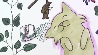 COPIC MARKER ILLUSTRATION HAPPY CAT (Let's talk) Scrawlrbox challenge October 2016