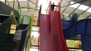 Adam Foster on the big slide at Chobham Adventure Farm