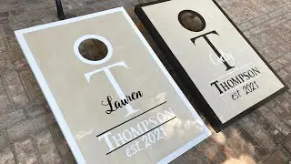 DIY PAINTING OUR OWN CORN HOLE (BEAN BAG TOSS) BOARDS FOR OUR WEDDING!