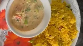 Coconut milk Pulao with raita😋🥗
