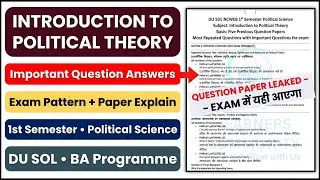 DU SOL Introduction to Political Theory Important Questions Answers 1st Sem Political Science