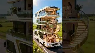 Luxury Bus with Three Floors and a Dog 🚌🐶 #Bus #Car #SkyRide #GoldDream #haven2haven #shorts #F2