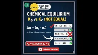 Physical chemistry chemical equilibrium Kp and Kc relationship NEET 2024 code-T3  QN 74