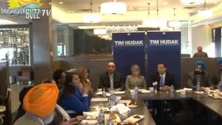 Breakfast BUZZ @ Tim Hudak's Brampton Media roundtable about Liberal's 