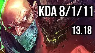 SINGED vs MALPHITE (TOP) | 8/1/11, 800+ games, 1.3M mastery, Rank 11 Singed | NA Grandmaster | 13.18