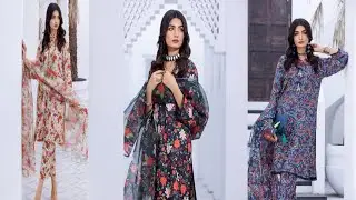 Trendy Lawn Suit Same Print 3 Piece Unstitched Design n Ideas | Lawn Suit With Orgenza Dupatta