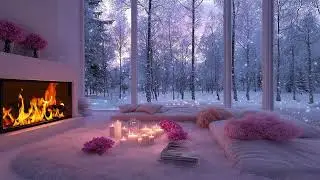 🔥🎼 Quiet Winter Piano Lounge | Piano Sounds & Fireplace Crackle | Focus Study Work Calm Sleep Relax