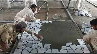 Broken Marble Garage Flooring Design || Tuta hua marble ka design