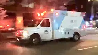 MOUNT SINAI HOSPITAL EMS AMBULANCE RESPONDING ON AMSTERDAM AVENUE ON WEST SIDE OF MANHATTAN, NYC.