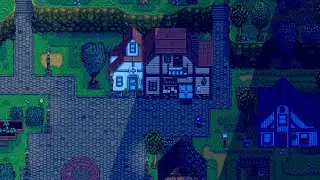 A rainy day outside Pierre's General Store x3.5 speed - Stardew Valley