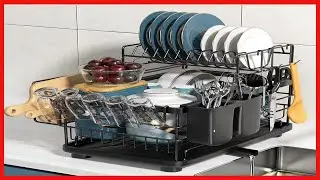 Great product -  Dish Drying Rack, 2 Tier Dish Rack with Drainboard, Cutlery Holder, Cutting-Board H