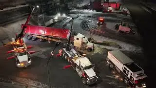Heavy Recovery at Stelco Nanticoke: Dual Rotators Lifting Rolled Dump Trailer | 4K 60fps