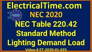 National Electrical Code NEC Table 220.42 Standard Method Lighting Demand Load - ET-2020-01-025