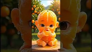 OMG! Adorable Orange Baby Holding Fresh Orange Slice 🍊 | Magical Fruit Art & Cute Moments