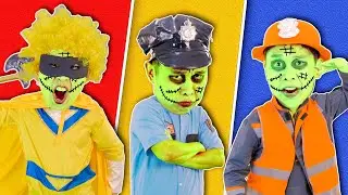 Zombie Policeman, Zombie Doctor and Zombie Fireman Song 🚒 🚓 🚑 | Lights Kids Song
