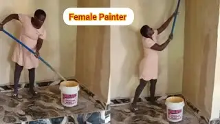 Female Painter Painting with Emulsion Paint | African Woman Paint Producer | Painting Vlog