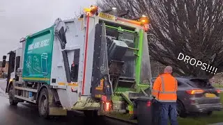 Geesink N4 Bin Lorry Collecting Food and General Waste | Someone doing DROPS.