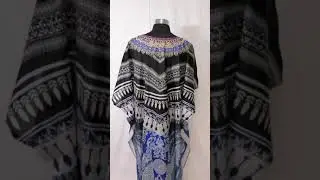 Exclusive Provincial Print Over Maxi long Silk Kaftan Dress with attractive splits