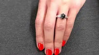 14K Solid White Gold Hexagon Salt And Pepper Diamond Engagement Ring, Vintage Celtic Twisted Band