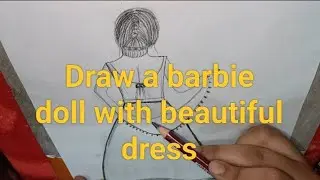 Draw a barbie doll with beautiful dress 🫟👗🎊Barbie Drawing | Pencil Sketch #art #drawing #painting