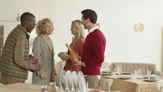 Multiethnic Couple Coming for Dinner