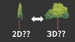 【Blender】平面なのに立体的に見える仕組み Part2 　イラスト（アニメ）風の木の作り方【字幕解説】