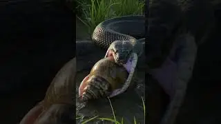 Snake vs Snail in Rice Field 🐍🐌 #Shorts