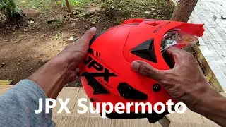 JPX supermoto helmet - red fluo