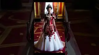 Red-white wedding dress, AI generated