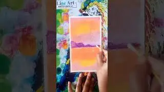 Willow Trees- Peach Sunset| Oil Pastel Drawing #shorts #art #painting #naturepainting #drawing