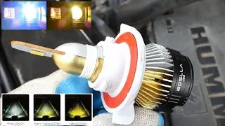 COLOR CHANGING LED Headlights - How To Replace Headlights BOSLLA Bullet Bulbs on Hummer H3