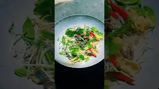 First time eating snake meat stir-fried with lemon leaves and eggs - super delicious