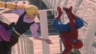 SPIDER-MAN Hanging With Rapunzel @ Long Beach Comic Con 2018