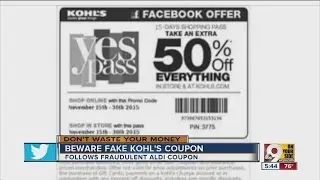 Beware of fake coupons for Kohl's and Aldi