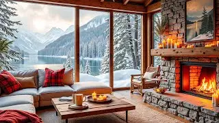 Soothing Piano Music ❄️ Cozy Room Ambience in an Winter Forest with Crackling Fireplace for Study