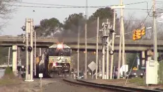 NS E27 & E49 seen with SD70M/C40-9Ws/SD60M in Notch 8 working Hard as they Head out of Town!!!