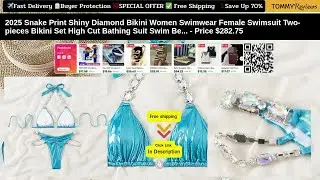 2025 Snake Print Shiny Diamond Bikini Set - High Cut Beach Swimwear #BeachFashion
