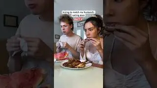 trying to match my husband&rsquo;s eating pace PART 2 | Andrea & Lewis #shorts #mukbang #couple
