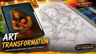 Narasimha Drawing: Mythological Scenes Pencil Sketch Tutorial/Mahavatar Narsimha Movie Inspired Art