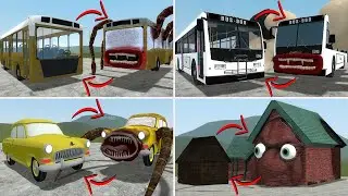 EVERYTHING TURNED INTO MONSTERS:BUS EATER BUILDER, THE BLOOP  VS ALL TREVOR HENDERSON BATTLE In GMOD